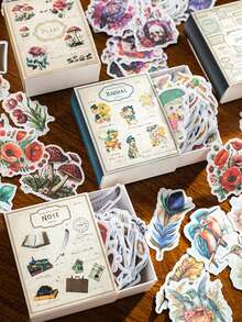 100pcs Retro Doodle Boxed Stickers/Graffit Waterproof Stickers Notebook Mobile Phone Shell Water Cup Decorative Journal Stickers - Multicolor - View 4