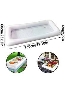 1個充氣式食品服務台,非常適合燒烤,野餐和泳池派對,內附冰塊和排水塞,讓您的食物和飲料保持冷鮮 - 白色 - 查看 4