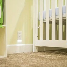 1入裝雙插座電源插座插座板,帶有led夜燈 - 自動開/關感應器 - 取代插入夜燈,led夜燈內置電源插座牆板 - 自動打開/關閉夜燈 - 白色 - 查看 6