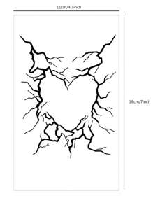 1pc Blue Herbal Temporary Tattoo Sticker With Love & Lightning Design, Lasts 7-14 Days, And Safe, For Arm, Chest, Abdomen, Back, Etc. - Black - View 8