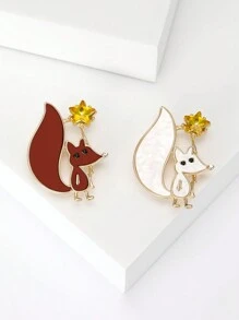 1 件可愛琺瑯狐狸造型胸針適合女士日常佩戴 - 狐狸 - 查看 1