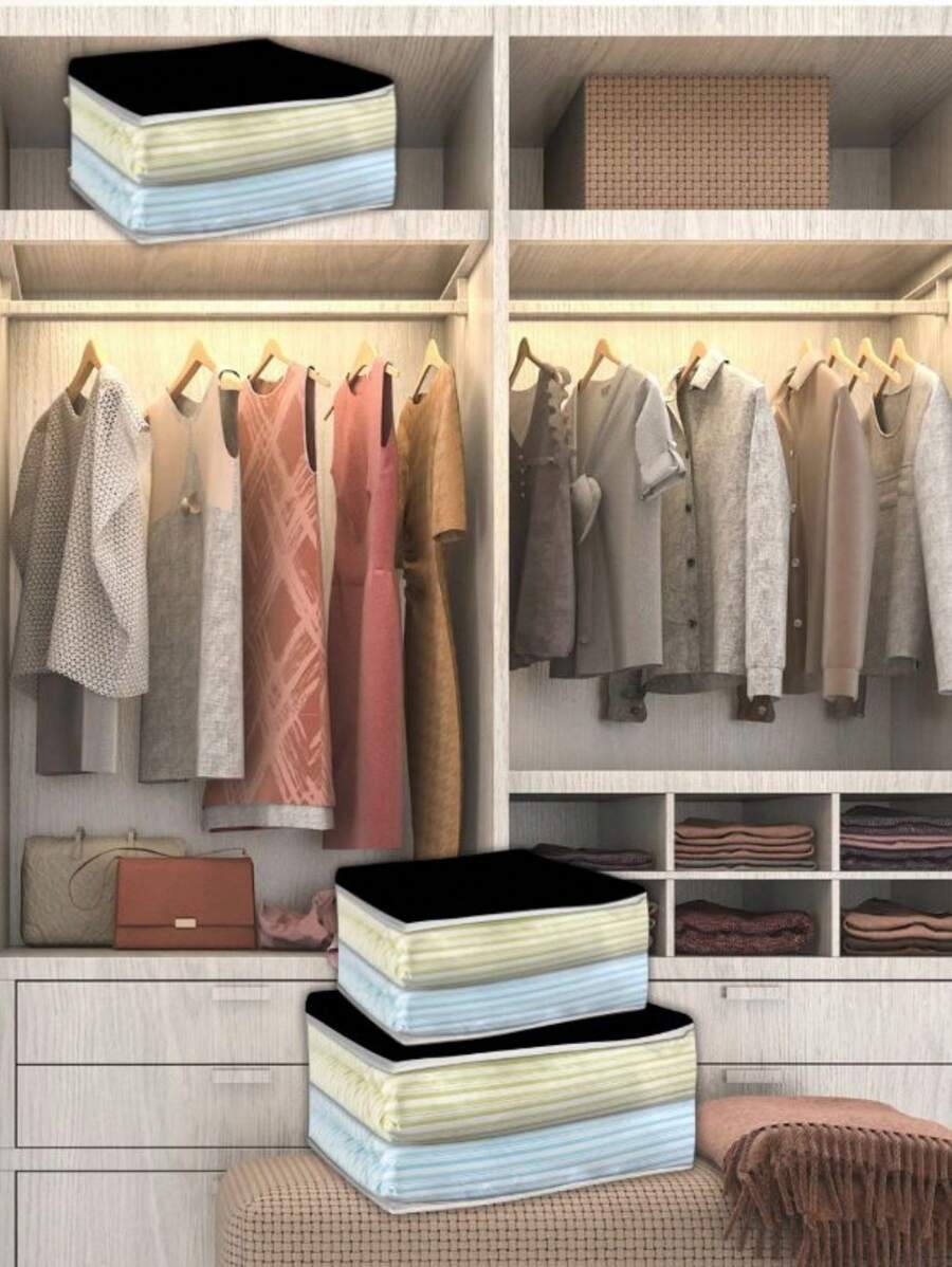 Organizador de Guarda Roupa Closet Maleiro com Zíper e Visor Transparente Guardar Roupa de Cama Edredom Tamanho M - Transparente - Visão 1