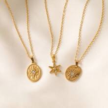 1 Miếng Châu Âu và Châu Mỹ Thời trang Và Dây chuyền Hình bát giác mặt trời Vật rủ xuống Vòng cổ bằng thép không gỉ Là A Tuyệt vời Qủa tặng Đối với Món quà - tám tia sao - Xem 6