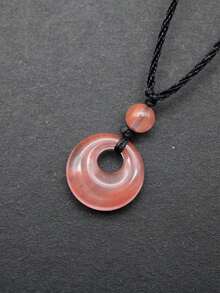 1件圓形魅力時尚天然水晶吊墜項鍊,適用於女性日常裝飾 - 彩色 - 查看 8