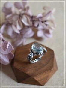 1 件復古小眾海藍寶石 925 銀戒指女式,日常佩戴 - F款活口可調節 - 查看 10