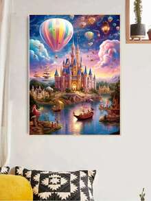 1 Miếng 30*40cm/11.8*15.75in DIY 5D Tranh kim cương Bộ dụng cụ Lâu đài & Khinh khí cầu Thiết kế Giường đôi Máy khoan Nghệ thuật kim cương Thêu Khâu chéo Hình ảnh Tranh kim cương Nghệ thuật thủ công Đối với Trang trí tường ( Không khung ) - Nhiều màu - Xem 3