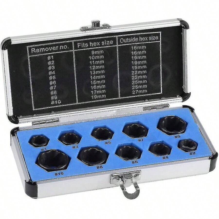 Juego De Extractores De Pernos Y Tuercas Dañados 10pzs Alta Calidad - Plateado - Ver 1