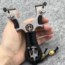 1pc Stainless Steel Wire Cutting Pirate Style Slingshot, Metal Material Sport Slingshot - Silver - View 3