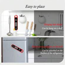 1 Pc Household Digital Display Folding Meat Thermometer Barbecue BBQ Kitchen Food Thermometer Baking BBQ Tools - Black - View 2