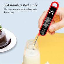 1 Pc Household Digital Display Folding Meat Thermometer Barbecue BBQ Kitchen Food Thermometer Baking BBQ Tools - Black - View 4