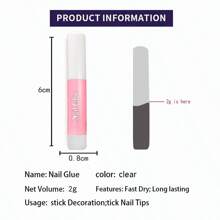 1 Conjunto 2g De Cola De Unhas Para Unhas Acrílicas, Cola Clara Sem Limpeza De Strass Adesivo, Cola De Unhas Em Gel Pressionada Para Arte De Unhas Manicure