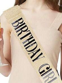 闪亮水钻水晶皇冠头饰生日腰带和皇冠女士生日派对装饰套装闪光水晶发饰 - 彩色 - 查看 2