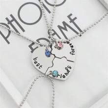 4 Piezas/conjunto Collar De Amistad Para Los Mejores Amigos Para Siempre, Colgante Con Decoración De Corazón Y Diamantes De Imitación - Multicolor - Ver 6