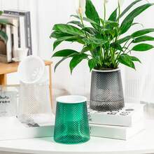 1 Pc Translucent Hydroponic Flower Pot Delicate Modern Home Self Watering Flowerpot For Home Apartment Office Decor Home Decor Vase Room Decor Flower Vase Glass Vase - Clear - View 3