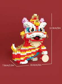 紅色舞獅積木套裝,適用於成人 - 紅色 - 查看 3