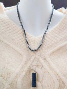 1pc Vintage Western Style Necklace, Cowboy Style - Black - View 3