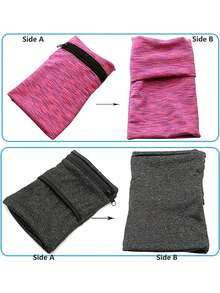 1個戶外運動手腕袋,彈性緊身迷你跑步手臂袋手機座臂帶鑰匙包男女通用 - 玫紅色 - 查看 5