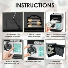 Piggy Bank For Teens Electronic Coin Money Bank With Password Protection ATM Saving Bank Paper Money Scroll Saving Box - Black - View 6