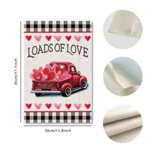 1pc Valentine's Day Love Car Pattern Garden Flag, Simple Romantic Square Banner, Suitable For Garden Home Decoration, Four Seasons Universal Garden Flag - Red - View 3