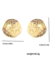 1對冷風格鑽石幾何合金輕奢時尚小女士耳釘 - 彩色 - 查看 5