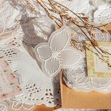 30入組白茶系列硫酸紙製花形筆記本材料,diy用 - 白色 - 查看 5