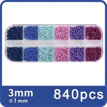 840pcs 3mm Glass Seed Beads 8/0 Small Tiny Beads Kit, Random Color Series Bracelet Making Beads With 12-Grid Plastic Storage Box For DIY Bracelets Necklace Jewelry Making Supplies