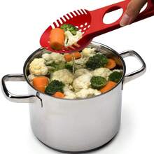 1pc Multifunctional Nylon Spaghetti Server With Spaghetti Measure Tool, Non-Stick Pasta Fork And Food Strainer For Kitchen Dishwasher, Large Size - Red - View 1