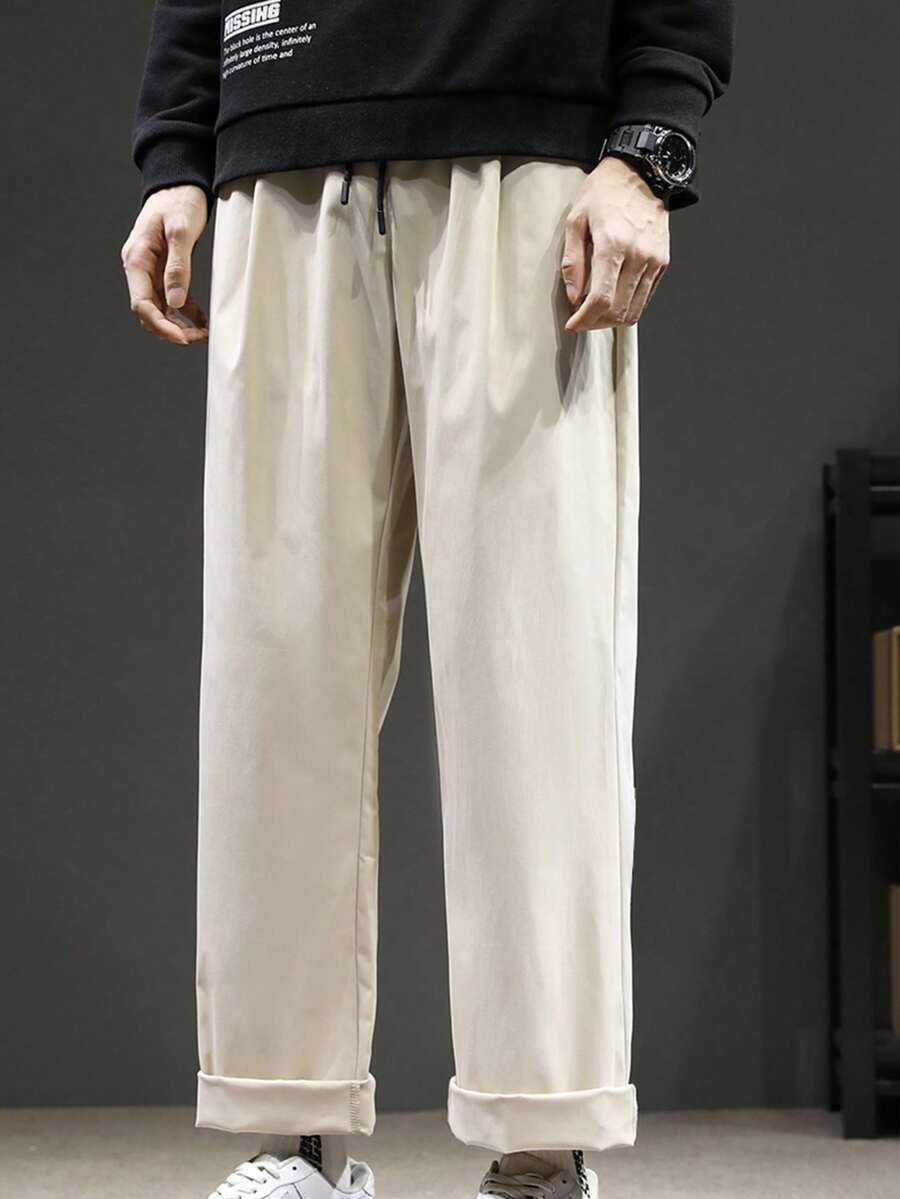 Men's Autumn & Winter Warm Sport Straight Pants - Khaki - View 1