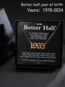 1入時尚、簡約、優雅的不鏽鋼出生年份項鍊,金色（1970-2024）,附送珠寶禮盒。適合男女、情侶、作為家人、朋友的禮物。象徵著愛情、生命和初次見面的年份。 - 金色 - 查看 1