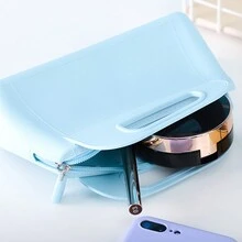 Makeup Bags For Women : Cosmetic Case For Girls Waterproof Toiletry Purse For Ladies Portable Beauty Pouch Simple Zipper Cosmetic Bags - Blue - View 2