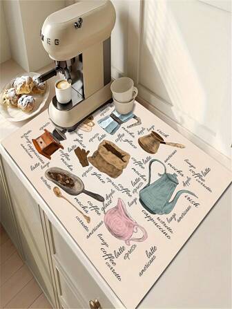 Coffee Bottle & Tray Drying Mat, Kitchen Countertop Protector Pad, Anti-Slip Pad, Coffee Maker Mat