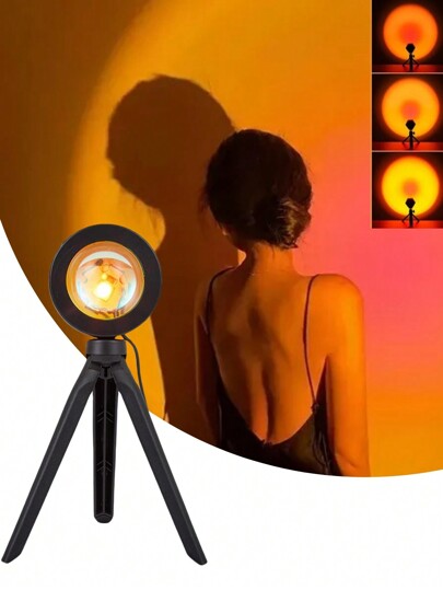 Luminária Sunset Por Do Sol Luz Projetor Led Ideal para Fotografias e Vídeos Atmosfera Festa  Mini Usb Laranja Gradiente Ambientação Rainbow