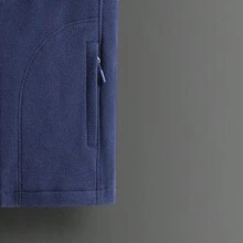 男裝休閒保暖抓絨野外背心外套 - 藏蓝色 - 查看 2