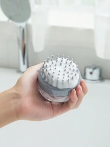 1 件矽膠頭皮按摩器洗髮刷軟毛沐浴刷液體分配器 - 彩色 - 查看 5