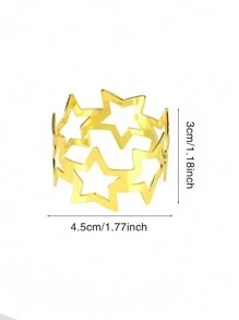 4pcs Đơn giản & Thanh lịch Vàng Ngôi sao Nhẫn Khăn Ăn Đối với , Bàn Đồ trang trí - Vàng - Xem 3