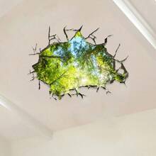 3d仿破牆紋壁貼四季森林風景,家居裝飾 - 綠色 - 查看 3