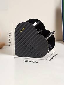 1 Love Storage Box, Dressing Table Transparent Grid Eyebrow Pencil And Lipstick Sorting Box, Bathroom Storage Box, Office Desktop Pencil Holder Storage Box, - Black - View 2