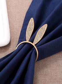 1個可愛的兔耳朵餐巾環,配有金色和鑽石裝飾,適用於家庭廚房、餐廳、野餐、露營、節慶慶祝、婚禮、派對、生日、酒店、農家、家庭用餐桌面裝飾,適用於復活節 - 金色 - 查看 2