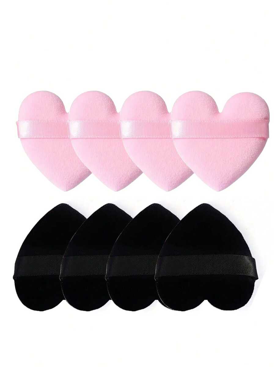 8 个心形天鹅绒粉扑，专为轮廓、眼周和眼角设计，化妆海绵海绵粉底混合容器，适合所有皮肤类型。 - 彩色 - 查看 1