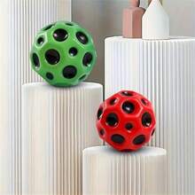 1入pu高彈性月球室內外球拍彈性球,聚氨酯泡沫玩具,多孔多色彈性球,減壓互動球拍玩具。適合新年禮物,情人節禮物,顏色隨機 - 彩色 - 查看 6