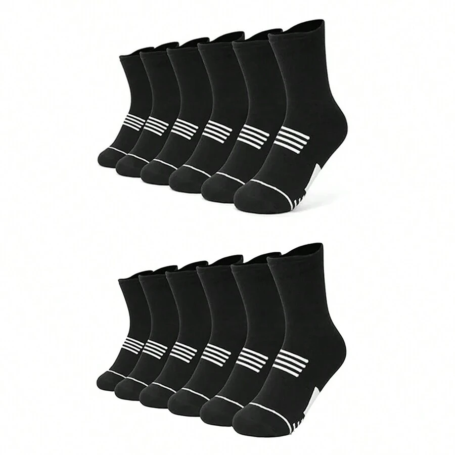6 Pares Calceta Deportiva Hombre De Algodón - Negro - Ver 1