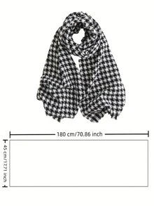Men's Winter Scarf Warm Plaid Thick Cashmere Scarf, Stylish Neck Warmer - Black and White - View 5