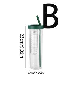 1pc Foldable Straw Cup For Water, Juice, Tea, Plastic Camping Cup With Lid And Wash Cup, Outdoor Sports - Multicolor - View 10