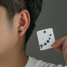 6pcs/Set European And American Style 's Stud Earrings - Men's Black Earrings - View 13