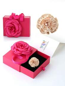 1pc Exaggerated Zirconia Flower Design Ring For Women, Suitable For Valentine's Day And Festival - 1 Rose Exaggerated Zirconia Flower Women's Ring - View 25