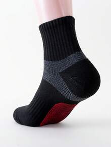 5入組男士黑色拼色加墊運動襪,帶毛巾底 - 彩色 - 查看 11