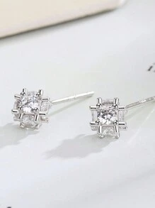 1 對精緻小號方形方晶鋯石女式耳環,百搭配飾,豪華禮物,日常使用 - 耳環 - 查看 3