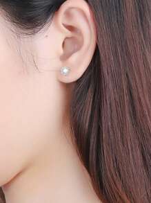 1 對精緻小號方形方晶鋯石女式耳環,百搭配飾,豪華禮物,日常使用 - 耳環 - 查看 2