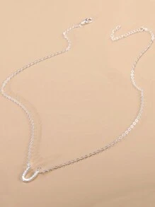 1條歐美風格簡約合金女士項鍊,配有錨,飛機,棕櫚樹,蝴蝶結,幸運草吊墜 - 銀色 - 查看 1