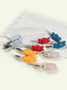 2入組蟹形嬰兒兒童便攜餐具套裝,不含bpa、不含pvc,安全304不銹鋼和矽膠物料,可清洗刀具套裝,適用於戶外旅行日常使用 - 芥末黃 - 查看 10